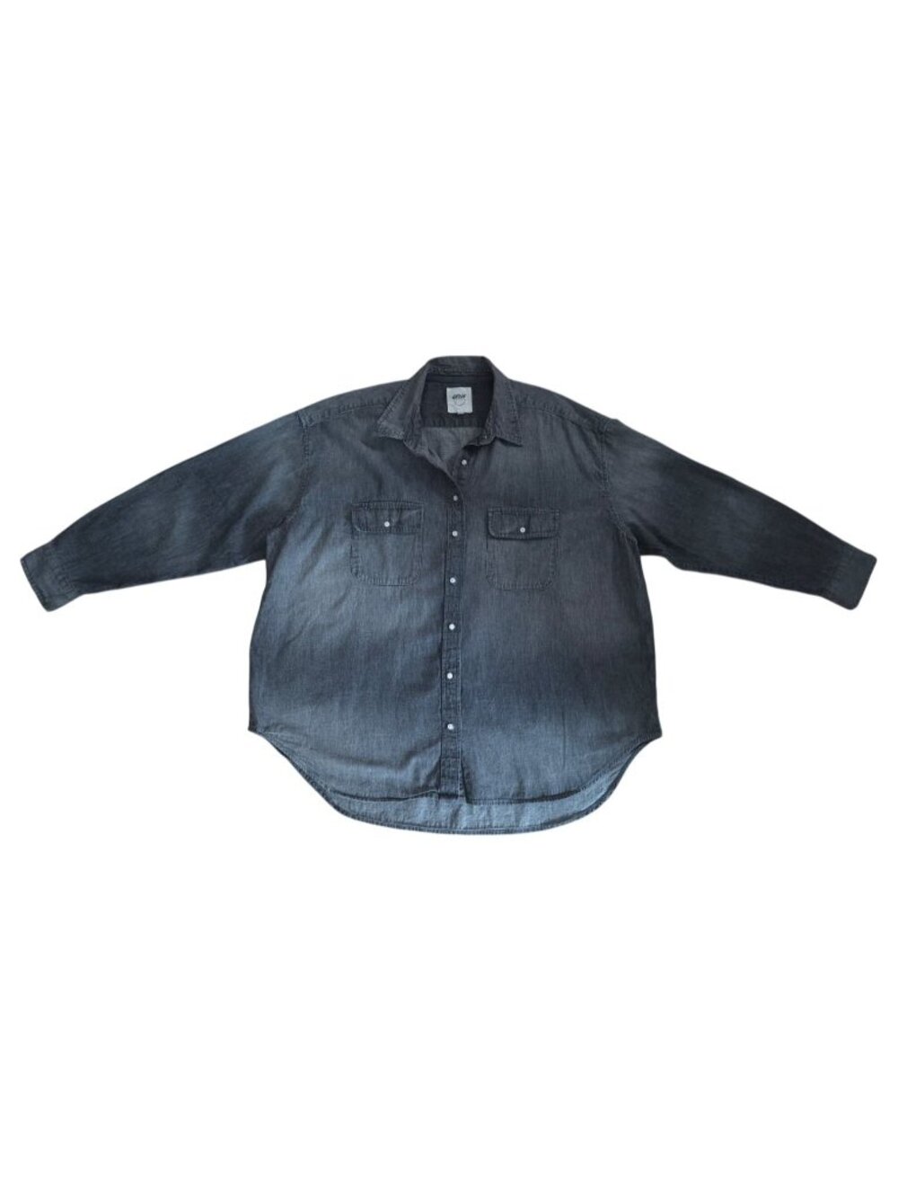 Aerie Denim Button Down Shirt Dual Chest Pockets M Dark Gray